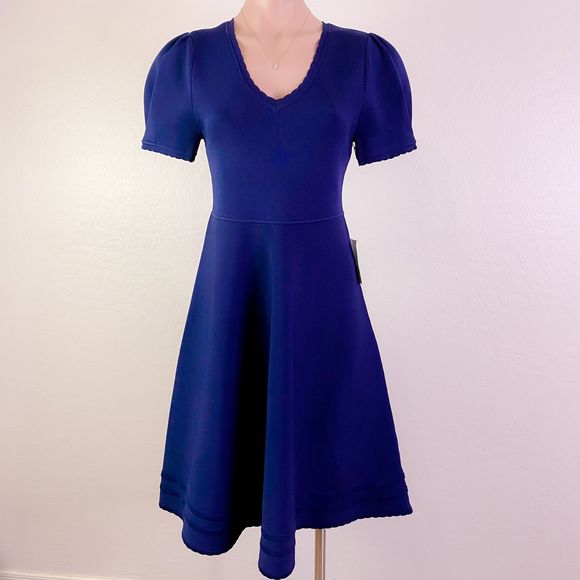 Rachel Parcell Dresses & Skirts - RACHEL PARCELL Navy Puffy Scallop Sweater Dress S